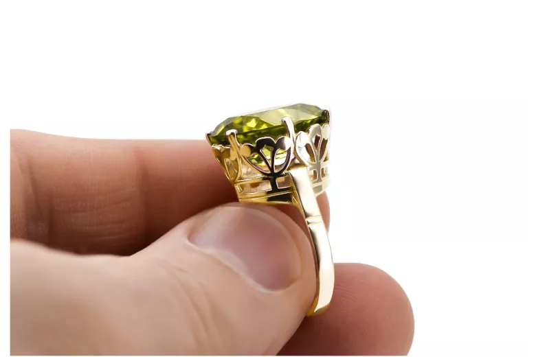 Ring Vintage Schmuck Gelber Peridot 14 Karat Gelbgold vrc130y